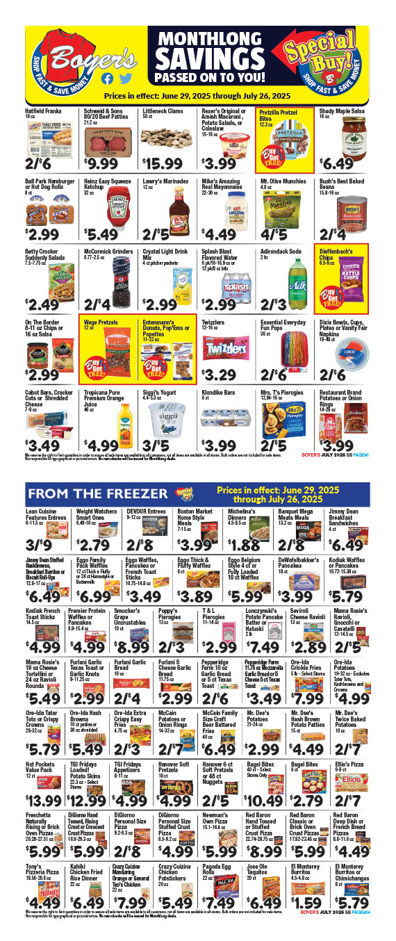 Boyer's Food Markets Monthly Ad