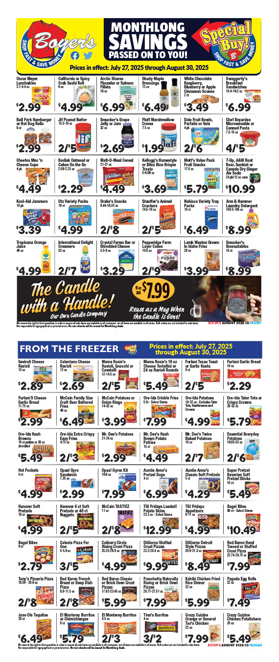 Boyer's Food Markets Monthly Ad
