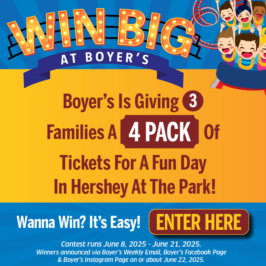 Boyer's Is Giving 3 Families A 4-Pack Tickets Of Tickets For A Fun Day In Hershey At The Park - Enter Here