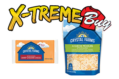 Crystal Farms 16 oz Bar or Shredded Cheese