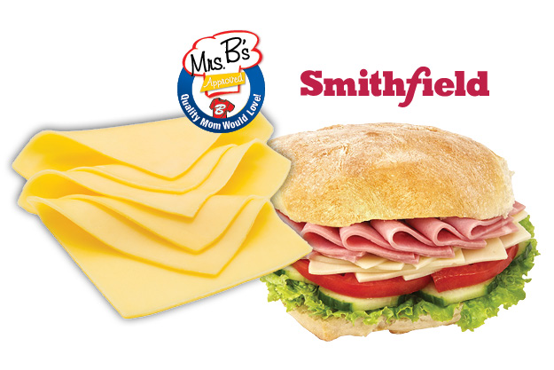Mrs.B's White American Cheese & Smithfield Virginia or Honey Ham 