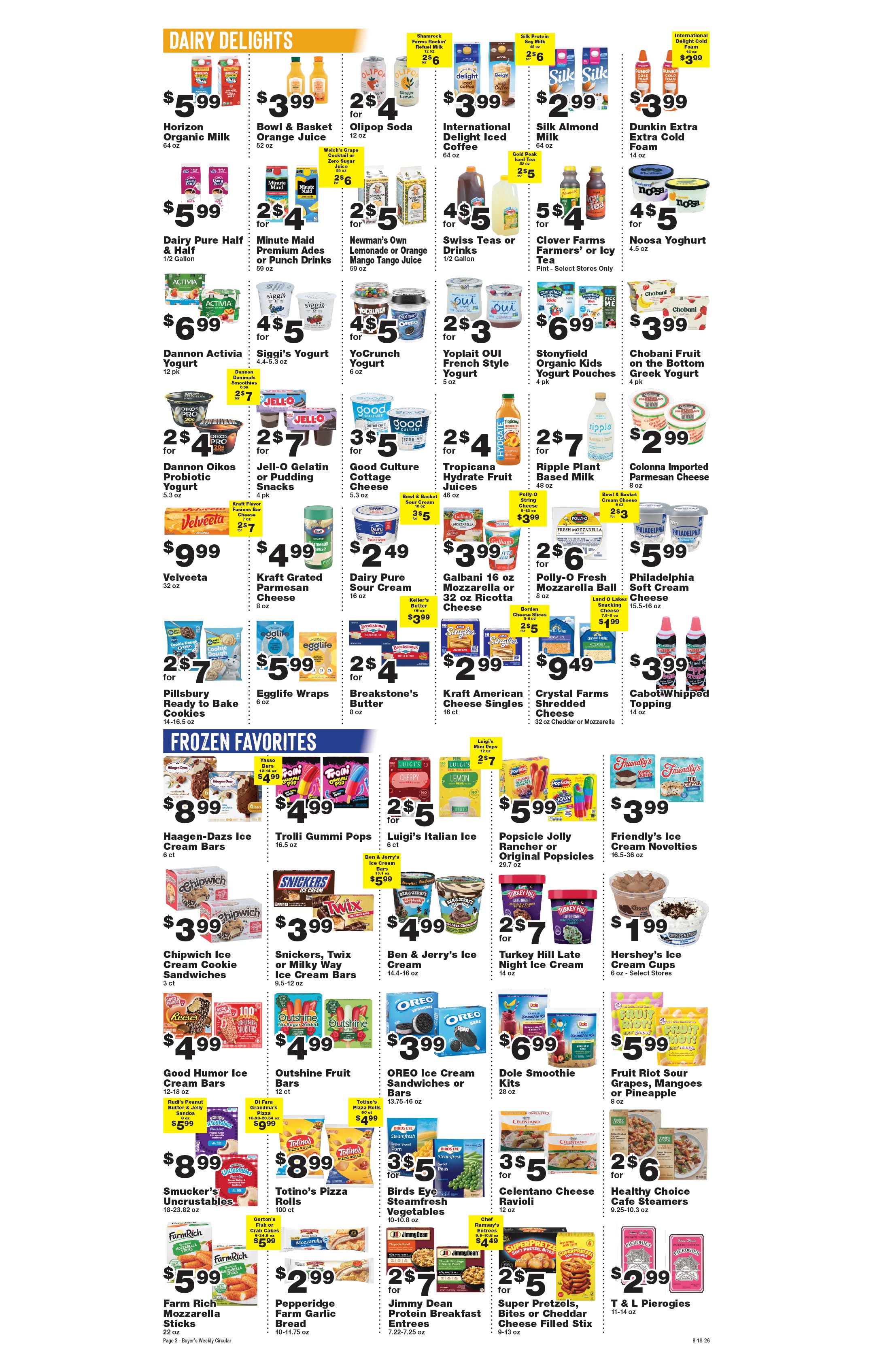 Weekly Ad page 3. Items on this page are listed as text below the circular.