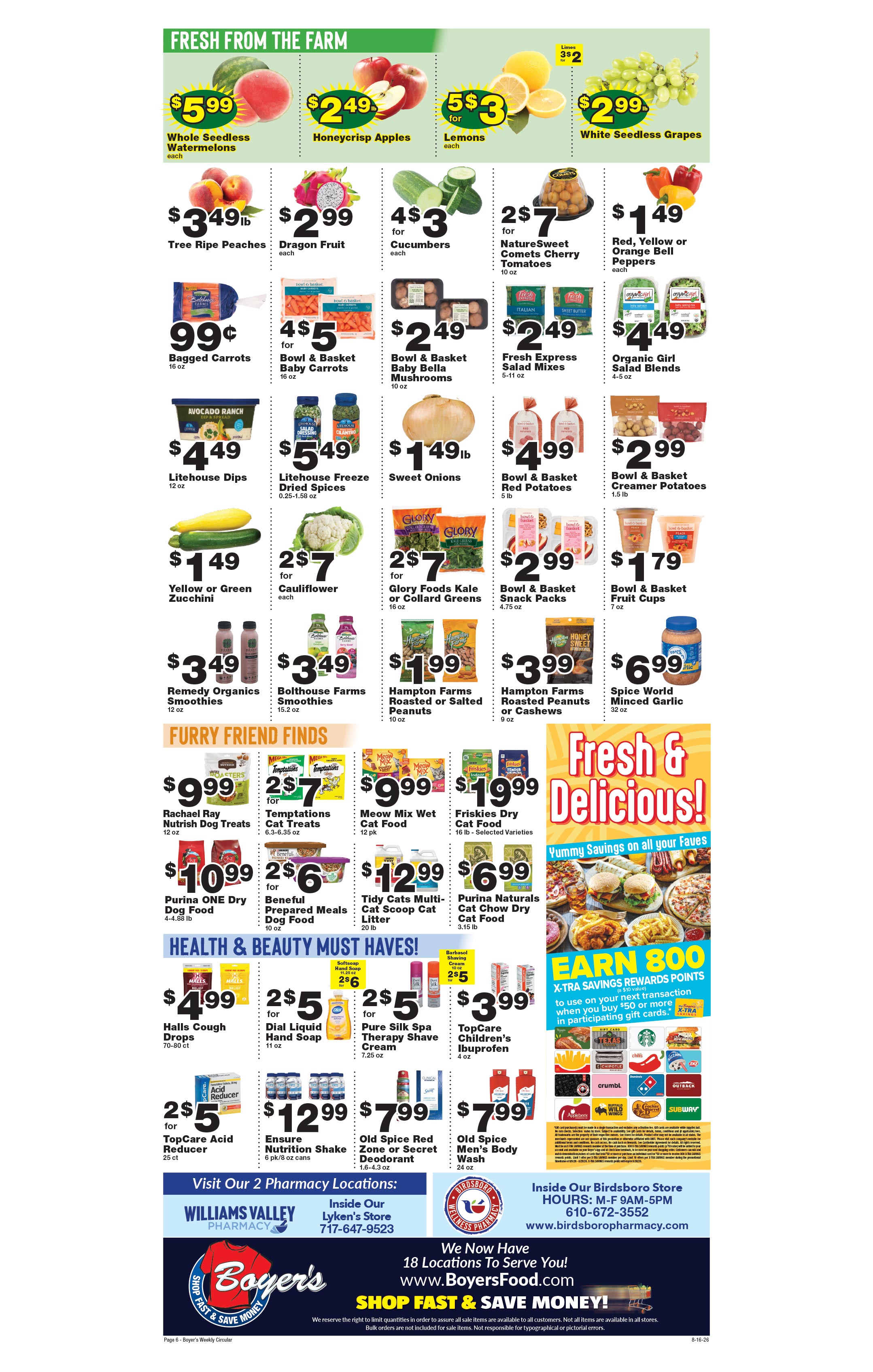 Weekly Ad page 6. Items on this page are listed as text below the circular.