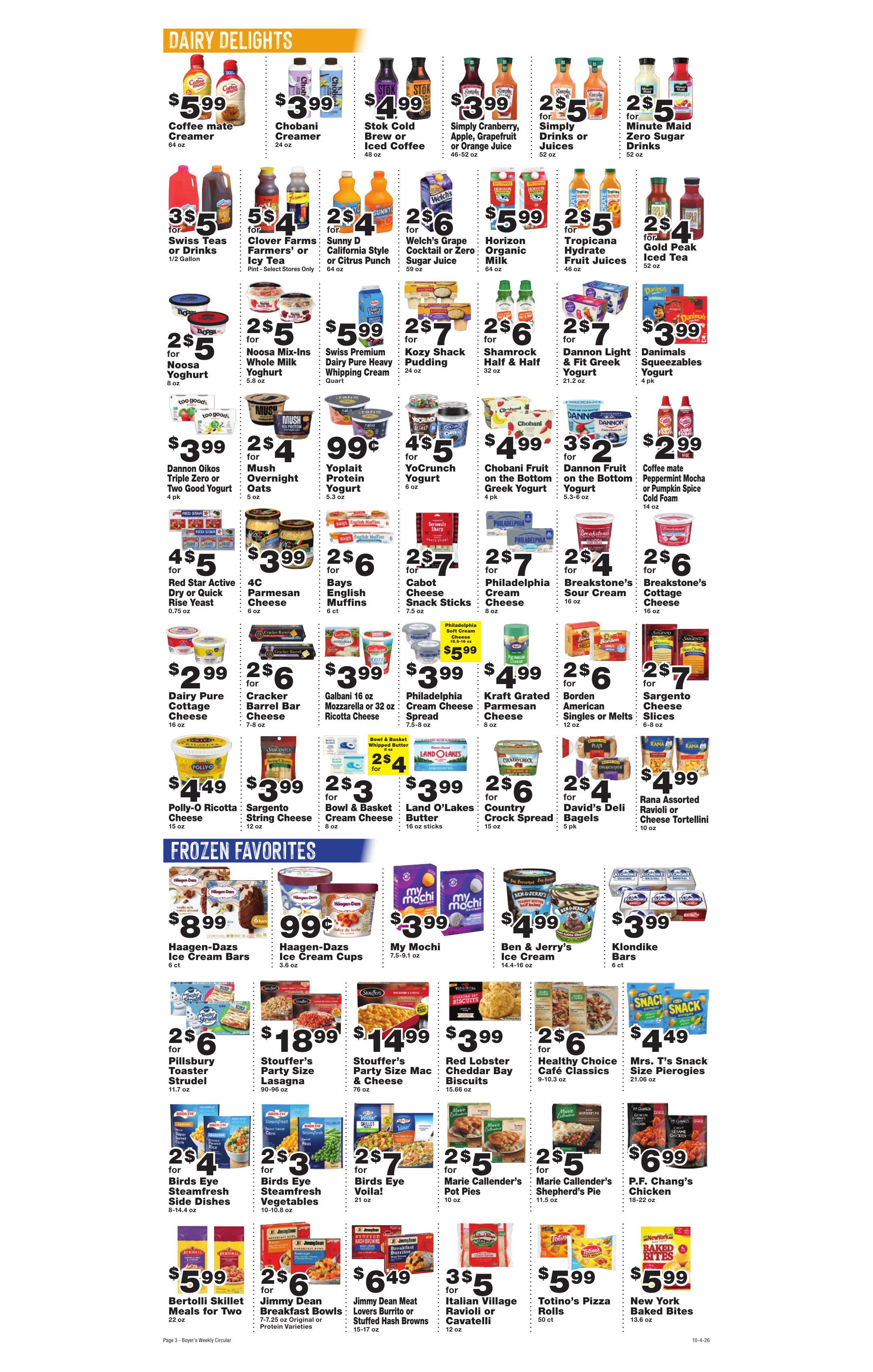 Weekly Ad page 3. Items on this page are listed as text below the circular.