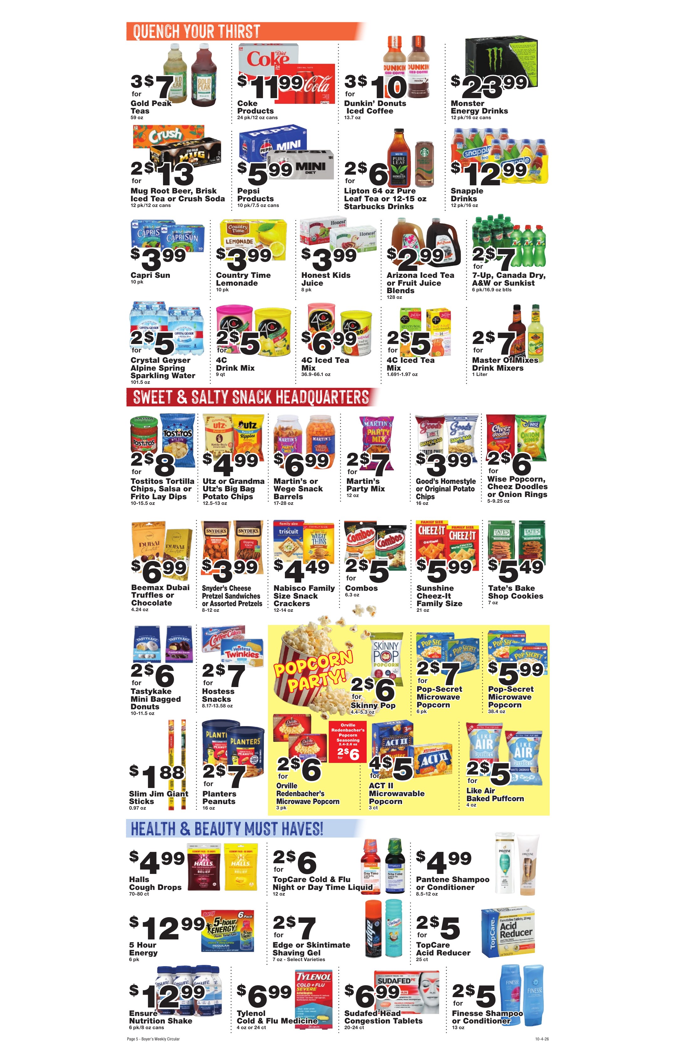 Weekly Ad page 5. Items on this page are listed as text below the circular.